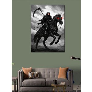 Kanvas Tablo Kara Şövalye Ve At 70x100 cm