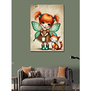 Kanvas Tablo Peri Kız Ve Kedi 70x100 cm