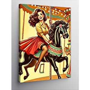 Kanvas Tablo Atlı Karınca Ve Kadın 100x140 cm