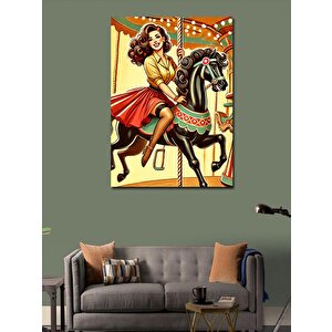 Kanvas Tablo Atlı Karınca Ve Kadın 100x140 cm