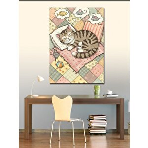 Kanvas Tablo Battaniyede Uyuyan Kedi 50x70 cm
