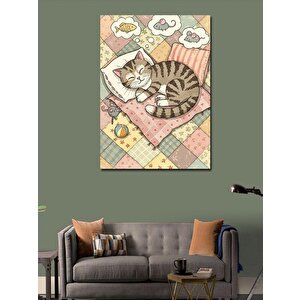 Kanvas Tablo Battaniyede Uyuyan Kedi 50x70 cm