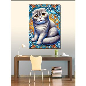 Kanvas Tablo Seramik Desenli Kedi 70x100 cm