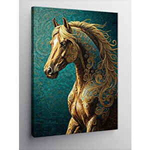 Kanvas Tablo Altın Desenli At 100x140 cm