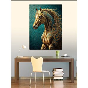 Kanvas Tablo Altın Desenli At 100x140 cm