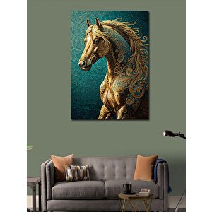 Kanvas Tablo Altın Desenli At 100x140 cm