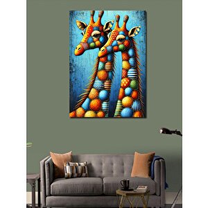 Kanvas Tablo Renkli Zürafalar İllüstrasyonu 100x140 cm