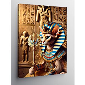 Kanvas Tablo Mısır Kraliçesi Ve Kedi 100x140 cm