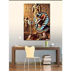 Kanvas Tablo Mısır Kraliçesi Ve Kedi 100x140 cm