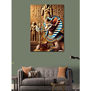 Kanvas Tablo Mısır Kraliçesi Ve Kedi 100x140 cm
