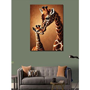 Kanvas Tablo Sevimli Zürafa Çifti 100x140 cm