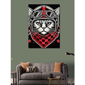 Kanvas Tablo Pilot Gözlüklü Kedi 100x140 cm