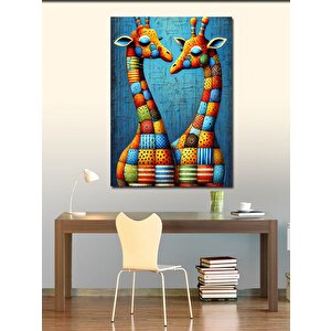 Kanvas Tablo Renkli Zürafa Çifti 70x100 cm