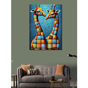 Kanvas Tablo Renkli Zürafa Çifti 70x100 cm