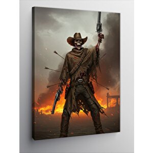 Kanvas Tablo Kovboy Ve Ateşli Savaş 100x140 cm