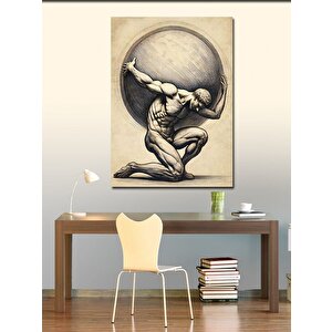 Kanvas Tablo Atlas Ve Dünya Yükü 70x100 cm