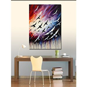 Kanvas Tablo Uçan Kuşlar Ve Soyut Hareket 70x100 cm