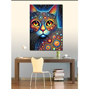 Kanvas Tablo Soyut Gözlü Kedi 50x70 cm