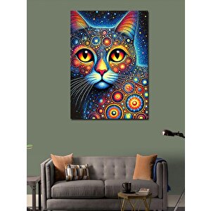 Kanvas Tablo Soyut Gözlü Kedi 50x70 cm