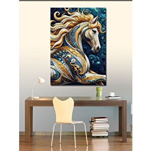 Kanvas Tablo Rüzgarlı Beyaz At 70x100 cm