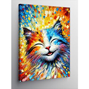 Kanvas Tablo Mutlu Renkli Kedi 70x100 cm