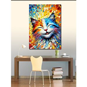Kanvas Tablo Mutlu Renkli Kedi 70x100 cm