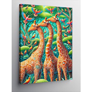 Kanvas Tablo Renkli Zürafa Sanatı 100x140 cm