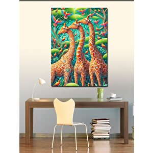 Kanvas Tablo Renkli Zürafa Sanatı 100x140 cm