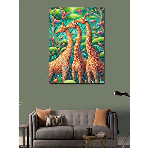 Kanvas Tablo Renkli Zürafa Sanatı 100x140 cm