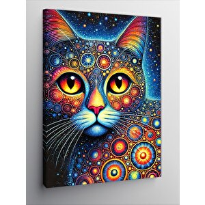 Kanvas Tablo Soyut Gözlü Kedi 70x100 cm