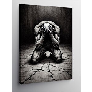 Kanvas Tablo Hüzünlü Adam Ve Karanlık Atmosfer 70x100 cm