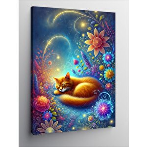 Kanvas Tablo Renkli Kedi Rüyası 100x140 cm