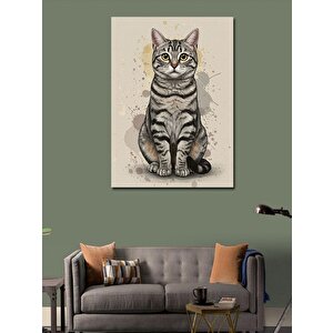 Kanvas Tablo Sevimli Kedi Çizimi 50x70 cm