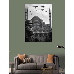 Kanvas Tablo Savaş Uçakları Ve Camii 100x140 cm