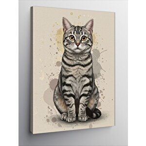 Kanvas Tablo Sevimli Kedi Çizimi 100x140 cm