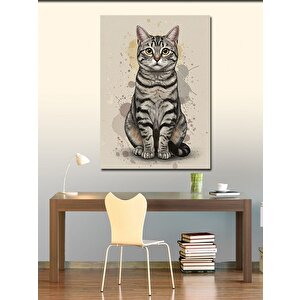 Kanvas Tablo Sevimli Kedi Çizimi 100x140 cm