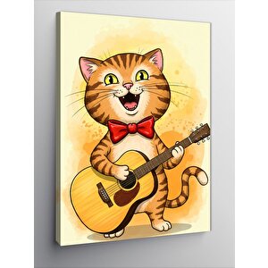 Kanvas Tablo Gitar Çalan Kedi 50x70 cm