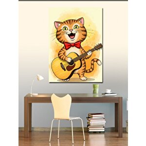 Kanvas Tablo Gitar Çalan Kedi 50x70 cm