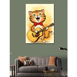 Kanvas Tablo Gitar Çalan Kedi 50x70 cm