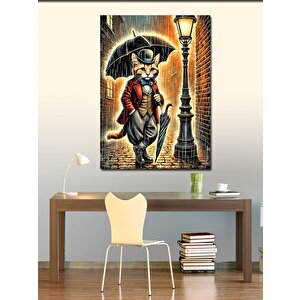 Kanvas Tablo Sokak Lambası Altında Kedi 50x70 cm