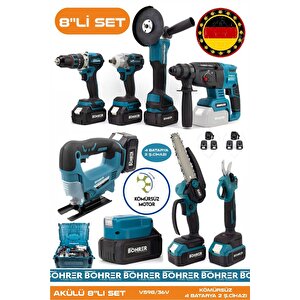 Alman Akülü Kömürsüz V598 5ah Profesypnel 8 Makine Kombo Set ,4 Batarya 2 Ş. Cihazı