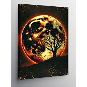 Kanvas Tablo Ateşli Ay Ve Ağaç Silüeti 70x100 cm
