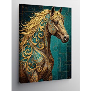 Kanvas Tablo Altın At Deseni 100x140 cm