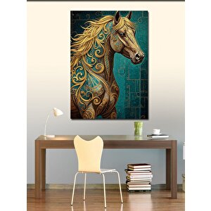 Kanvas Tablo Altın At Deseni 100x140 cm