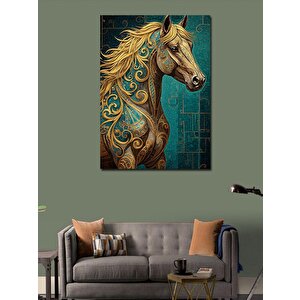 Kanvas Tablo Altın At Deseni 100x140 cm