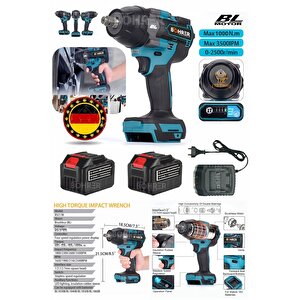 Alman V598 15 Pi̇lli̇ Çi̇ft Akülü 1000 Nm Kademeli̇ Somun Araç Bi̇jon Sökme Torklu Somun Sökme Maki̇nesi̇