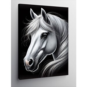 Kanvas Tablo Beyaz At Portresi 100x140 cm