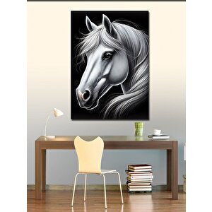 Kanvas Tablo Beyaz At Portresi 100x140 cm