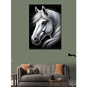 Kanvas Tablo Beyaz At Portresi 100x140 cm