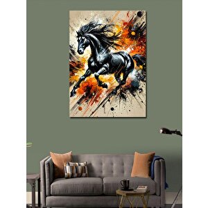 Kanvas Tablo Yükselen Siyah At 50x70 cm